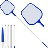 Famanu Zwembad Skimmer Net, Verstelbaar 5 Connecting 48 Inch Aluminium Telescopische Pool, Vijvernetten voor Reiniging, Fijn Mesh Blad Skimmer Netting voor Tuinvijver Hot Tub Net, blauw