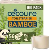 Oecolife œcolife Bamboe toiletpapier, 3-laags, 56 rollen van 150 vellen