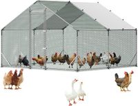 VEVOR Groot Metalen Kippenhok, 3 X 3 X 2 meter, Inloopkippenhok met Waterdichte Afdekking en Stevig Frame, Puntdak, Pluimveekooi, Eendenhok voor Konijnen, Kippen, Ganzen, voor Gebruik In de Achtertuin Of Op de Boerderij