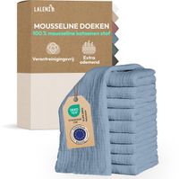 Laleni Hydrofiele Doeken - 100% Katoen - Mousseline - 70x70cm - Lichtblauw - Set van 20