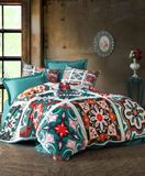 Nuit Des Rêves Single Quilt Cover Set (155 x 200 cm), 3D-geprint, groen/wit/rood/roze/bruin, 100% polyester microsatijn en katoen, machinewasbaar, ritssluiting