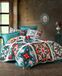 Nuit Des Rêves Single Quilt Cover Set (155 x 200 cm), 3D-geprint, groen/wit/rood/roze/bruin, 100% polyester microsatijn en katoen, machinewasbaar, ritssluiting
