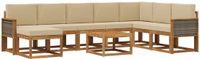 vidaXL - Hoek loungeset - 8 zitplekken - Natuurlijk en beige - Massief acaciahout