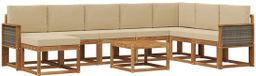 vidaXL - Ensemble de salon d'angle - 8 places assises - Naturel et beige - Acacia massif