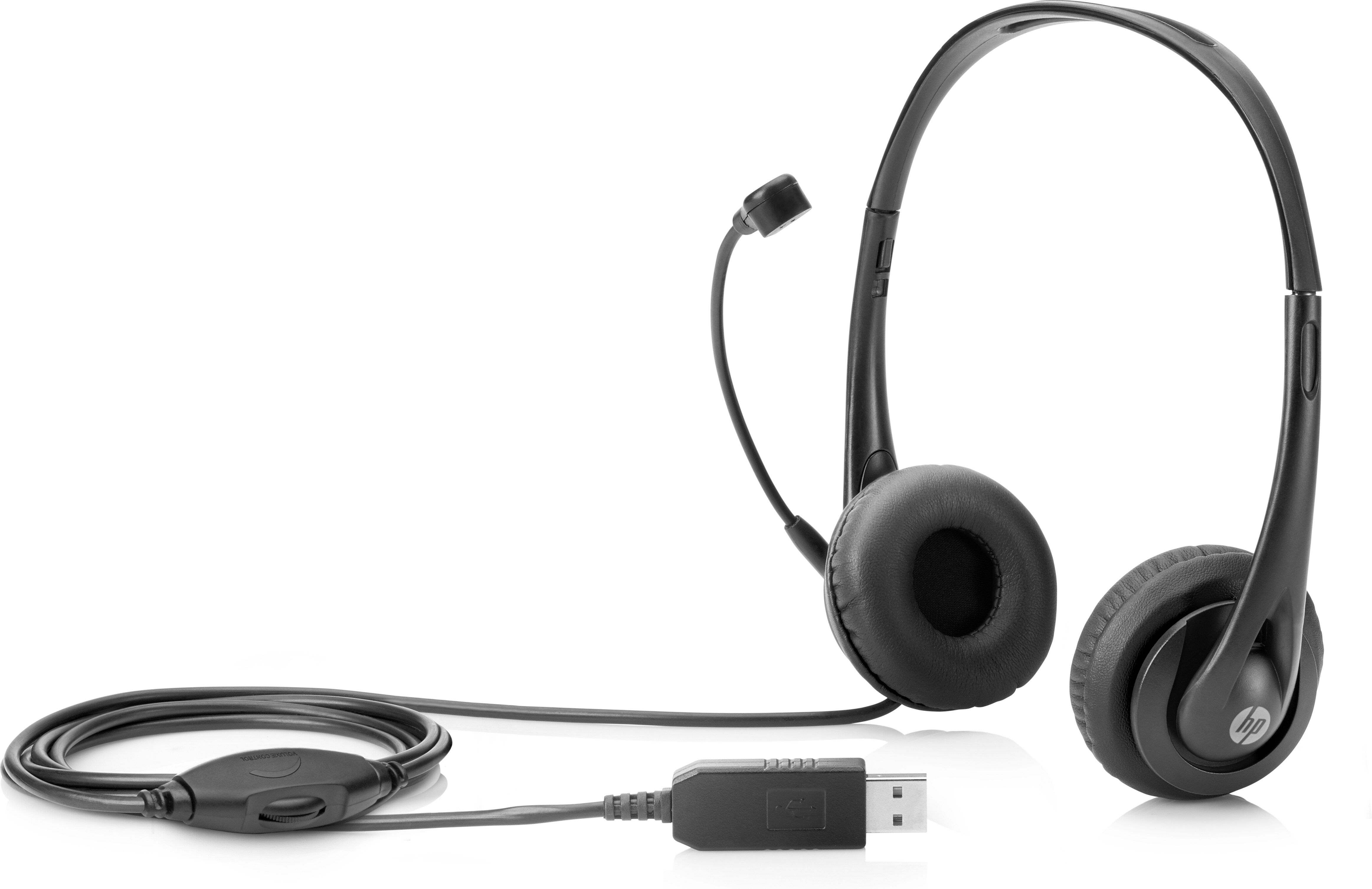 HP USB Stereo Headset - On-Ear - Black