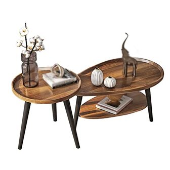 RYSLUX Nachtkastje, bijzettafeltje, Kleine salontafel ronde houten bank aan de zijkant theetafel for het vasthouden van fruit-snackboeken in de woonkamer, nachtkastje, klein bureau (kleur: bruin, afmeting: 6