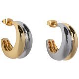 Club Manhattan oorbellen Two Tone Stacked Hoops Goud-/zilverkleurig