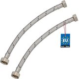 KOTARBAU® 2 Stuks - Flexibele Aansluitslang 1/2“ x 3/8“ - Flexibele Kraanslang 30 cm - Sanitaire Aansluitslang - Flexibele Verbindingsslang - Aansluitslang Armatuur - met Roestvrijstalen Vlechtwerk