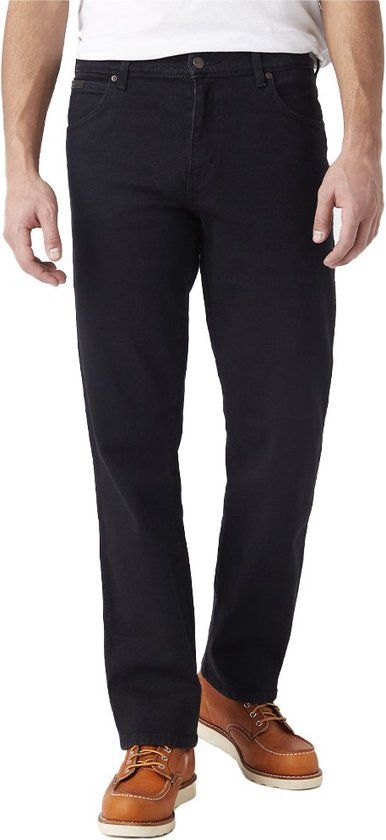 Wrangler Texas Str Heren Regular Fit Jeans Zwart - W33/L36