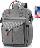 Merkloos Unyqoos® Laptoprugzak voor dames (17,3 inch) – waterafstotende rugzak voor school en werk, met USB-oplaadpoort, groot opbergvak en dubbele rits