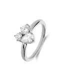 Lucardi Dames Stainless steel ring met zirkonia voor dames - Ring - Staal - Zilverkleurig - 20 / 63 mm