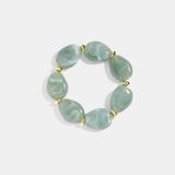 Yehwang Squoval Kralenarmband Stainless Steel Vrouwen Volwassenen Limegroen 18 cm