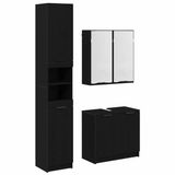 vidaXL Ensemble de meubles de salle de bain, 3 pièces, noir, aspect chêne, panneau de particules