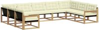 vidaXL - Bank loungeset - 9 zitplekken - Wit en crème - Acacia hout
