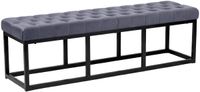 CLP Bank Polson - Gestikte Zitbank - Metalen Frame Mat Zwart - 200 kg Belastbaar - Modern Design - grijs