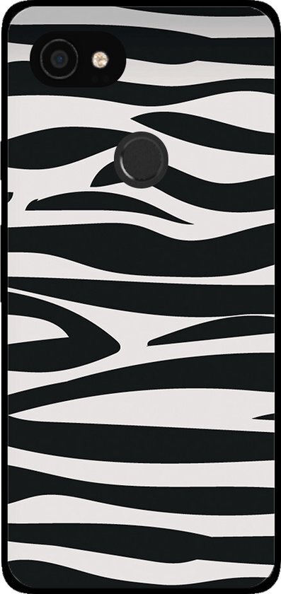 Smartphonica Telefoonhoesje voor Google Pixel 2 XL met zebra opdruk - TPU backcover case zebra design - Zwart Wit / Back Cover geschikt voor Google Pixel 2 XL