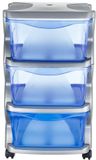 Bama Insieme Ladesysteem met Wieltjes 3 Laden 36x40x62 cm Zilver/Blauw/Transparant