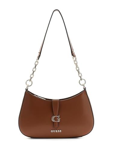GUESS Carrie Top Zip Shoulder Bag schoudertas dames, Cognac