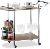 Relaxdays serveerwagen - 2 laags - met wieltjes - handgreep - 76 x 39 x 82 cm - staal