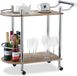 Relaxdays serveerwagen - 2 laags - met wieltjes - handgreep - 76 x 39 x 82 cm - staal