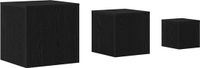 vidaXL Nesting Table Set Black Oak Wood 45 x 45 x 45 cm