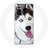 Maniacase Hoesje voor Xiaomi Redmi Note 10 Pro Siberische witte Husky blauwe ogen