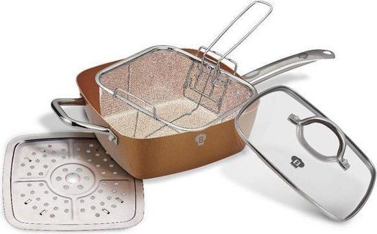 Blaumann Multipan - 4-delig - Frituurpan - 24 cm - Bruin - Aluminium