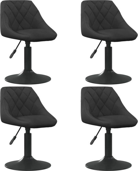 vidaXL Eetkamerstoelen draaibaar 4 st fluweel zwart