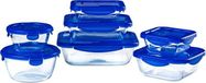 PYREX Cook & Go Set de pots de conservation, 7 pièces, verre borosilicaté, hermétique et étanche