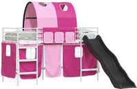 vidaXL Bunkbed voor kinderen met gordijnen Wit en roze 75 x 190 cm