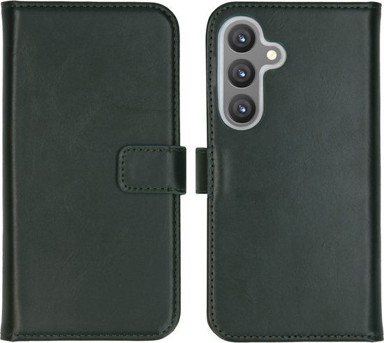 Selencia Echt Lederen Bookcase Hoesje voor Samsung Galaxy S24 - Groen