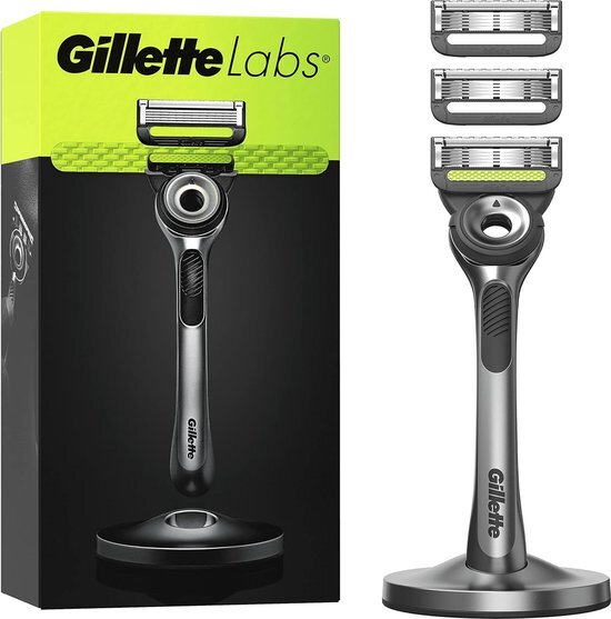 Gillette Labs met scrubstang, scheermes voor heren, 1 handvat, 3 navullingen, met premium magnetische houder