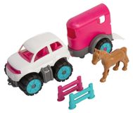 Merkloos Ponytransporter Ponytransporter - Speelgoed - Met paardenaanhanger - Incl. 2 horden en 1 paard