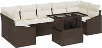vidaXL Tuinbank Set 8-delig Bruin/Crème Polyrattan