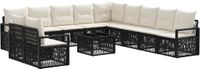 vidaXL Tuinbank - Set - 12-delig - Zwart - Polyrattan