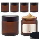 6 Mikken 6 x 120 ml bruine glazen potten met etiketten