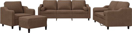 vidaXL 4-delige Loungeset met kussens stof bruin