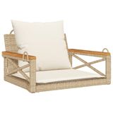 VidaXL Banc de jardin avec coussins, beige, 63x62x40 cm, polyrotin