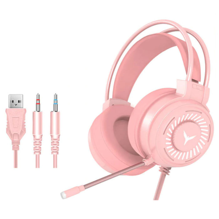 H & A Gaming Koptelefoon Bedraad voor PC/Xbox/PS4/PS5 - Headset Headphones met Microfoon Roze