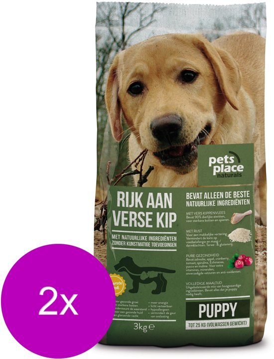 Pets Place Naturals Puppy Small Breed Kip - Hondenvoer - 2 x 3 kg