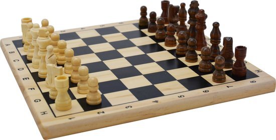 HOT Games Schaak-Set hout bedrukt 29x29 cm.