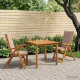 vidaXL 3-delige tuinset Taupe Massief Acacia Hout