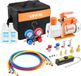 VEVOR Vacuümpomp met Manometer, 7 Cfm 198 L/Min, 2-Traps Roterende Schottenvacuümpomp, 550 W Vacuümpompset voor R134a, R22 en R410a, Inclusief Lekdetector en Draagtas, voor Auto-Airconditioningsystemen