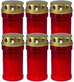 Trend Candles bougie funéraire - 6x - bougie commémorative avec couvercle - rouge - 7 x 14 cm - 2,5 jour - Bougie commémorative - Bougie funéraire/bougie commémorative