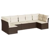 vidaXL Loungeset met kussens, polyrotan, bruin