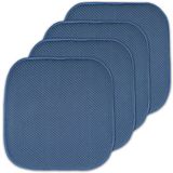 Sweet Home Collection Stoelkussen Memory Foam Pads Honingraat Patroon Slip Antislip Rubber Terug Afgerond Vierkant 16" x 16" Stoelhoes, Blauw - 4 Pack