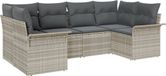 vidaXL Tuinbank Set 6-zits Lichtgrijs Polyrattan
