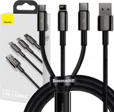 Baseus Tungsten 3-in-1 USB kabel USB Type C / Lightning / micro USB 3.5 A 1.5 m zwart