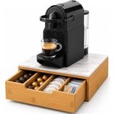 BAKAJI Capsulehouder met lade voor capsules Nescpresso Dolcegusto Modomio Caffe Lavazza theezakje suiker van bamboehout (31,5 x 30 x 10 cm, taupe)