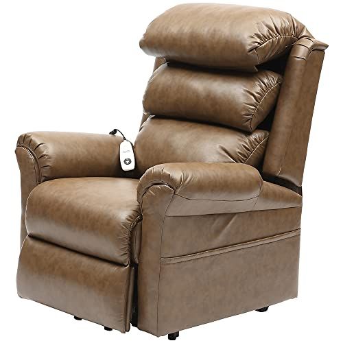 Loops Wandknuffel Rise and Recline loungestoel - Veeg schoon PU-leer - nootmuskaat - 160 kg (25 steen) gewichtslimiet - Ergonomische assistent loungestoel